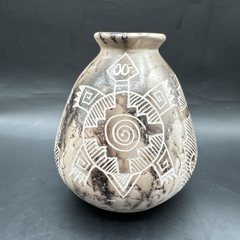 2 Signed Gary Yellow Corn Acoma Pueblo Horsehair‎ Pottery Native American Turtle - Picture 2 of 14